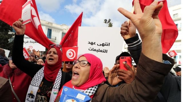 مظاهرات مناهضة للرئيس قيس سعيد في تونس